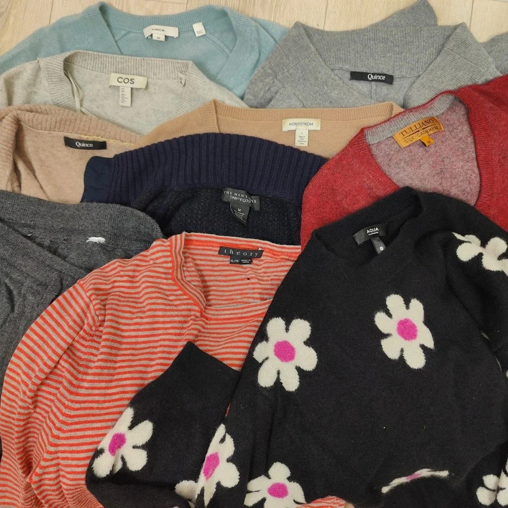 Mixed Brand Flawed Cashmere Lot 10pc Cashmere Silk Flawed Repair Upcycle
